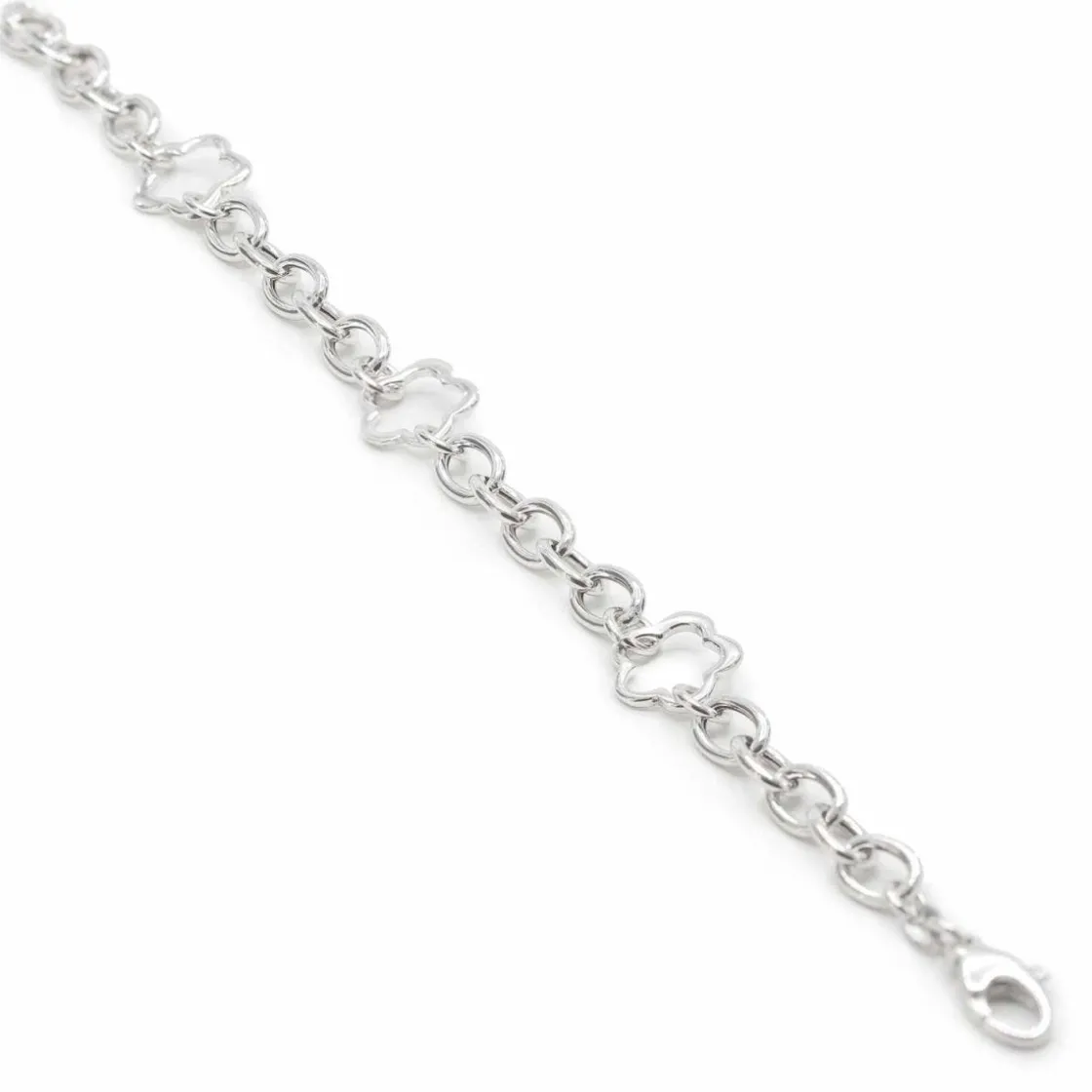 Pulsera Eslabones Plata | LINEARGENT Pulseras eslabones plata diseño triple motivo floral