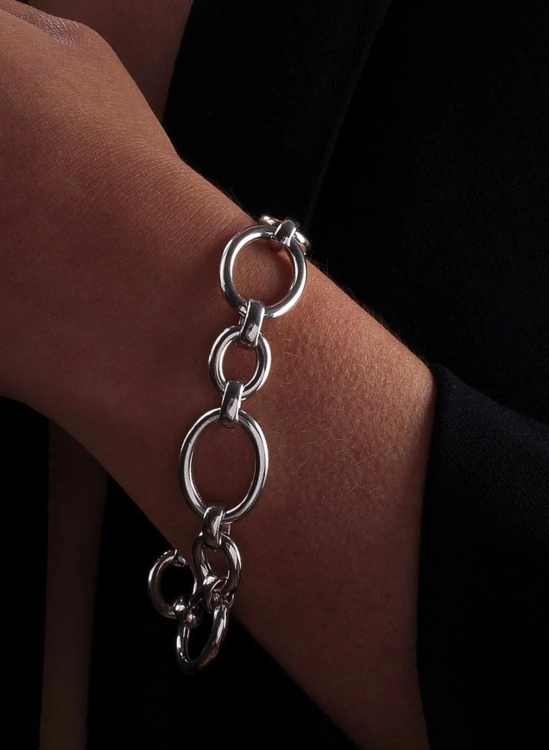 Pulsera Eslabones Plata | LINEARGENT Pulseras eslabones plata lisa redonda y fina