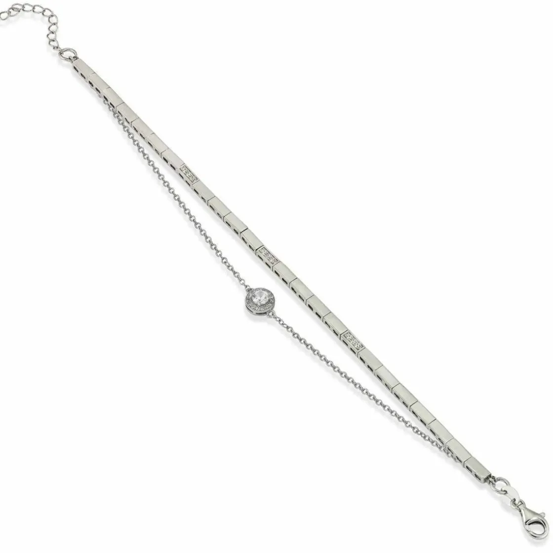 Pulseras Brillantes | Pulseras Finas | LINEARGENT Pulseras fina de plata diseño doble circular