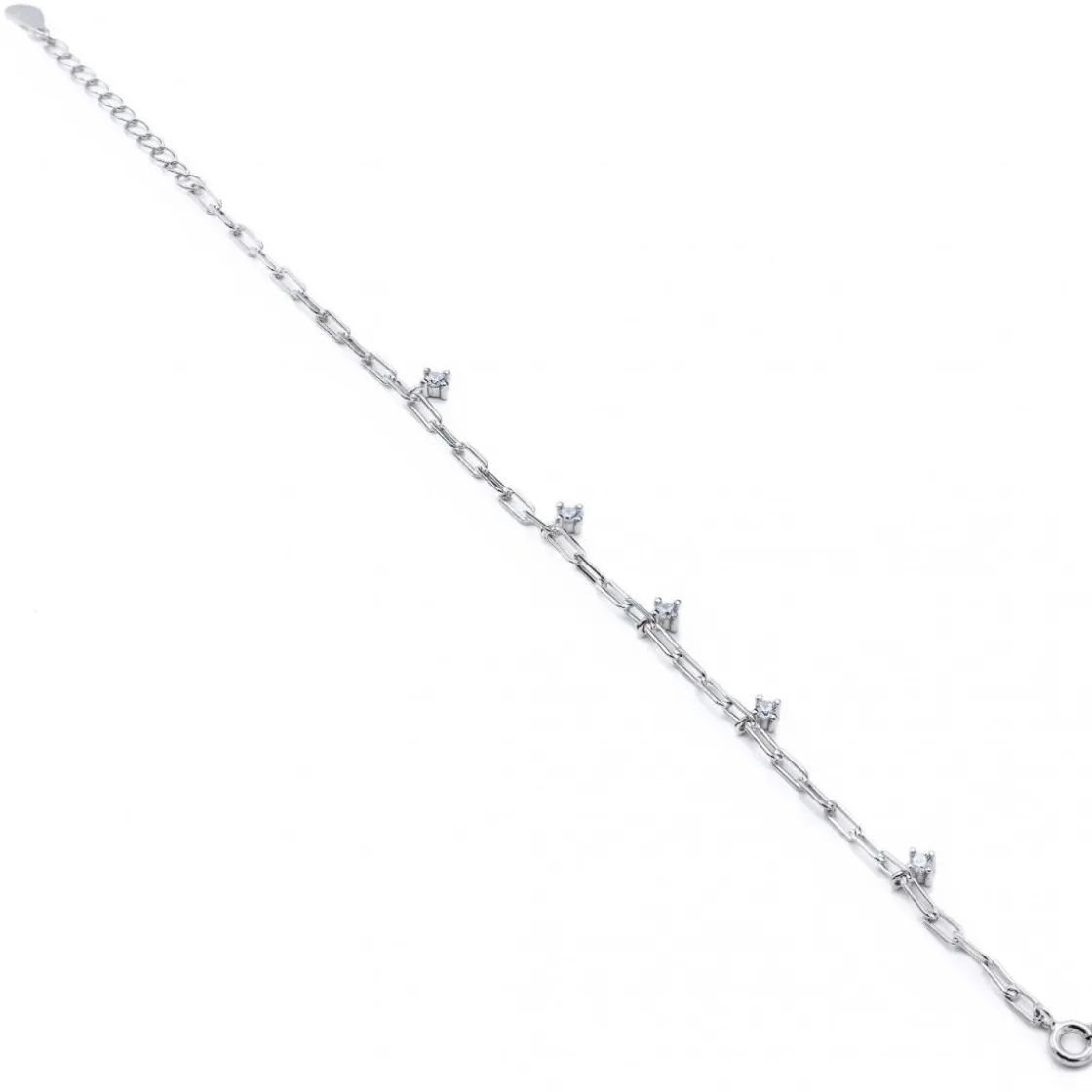Pulseras Con Colgantes | Pulseras Finas | LINEARGENT Pulseras finas de plata con circonitas colgantes estilo cadena