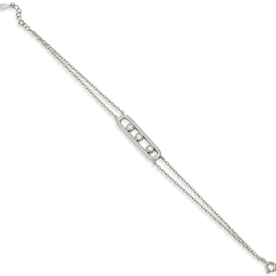 Pulseras Brillantes | LINEARGENT Pulseras finas de plata con diseño central rectangular