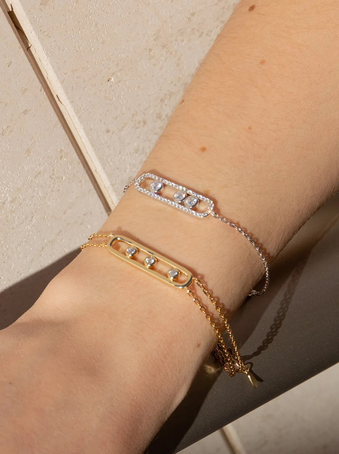 Pulseras Brillantes | LINEARGENT Pulseras finas de plata con diseño central rectangular