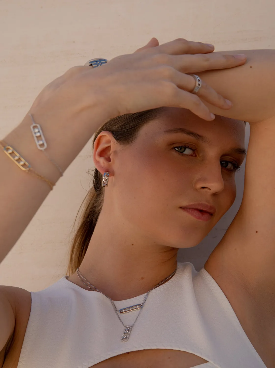 Pulseras Brillantes | LINEARGENT Pulseras finas de plata con diseño central rectangular