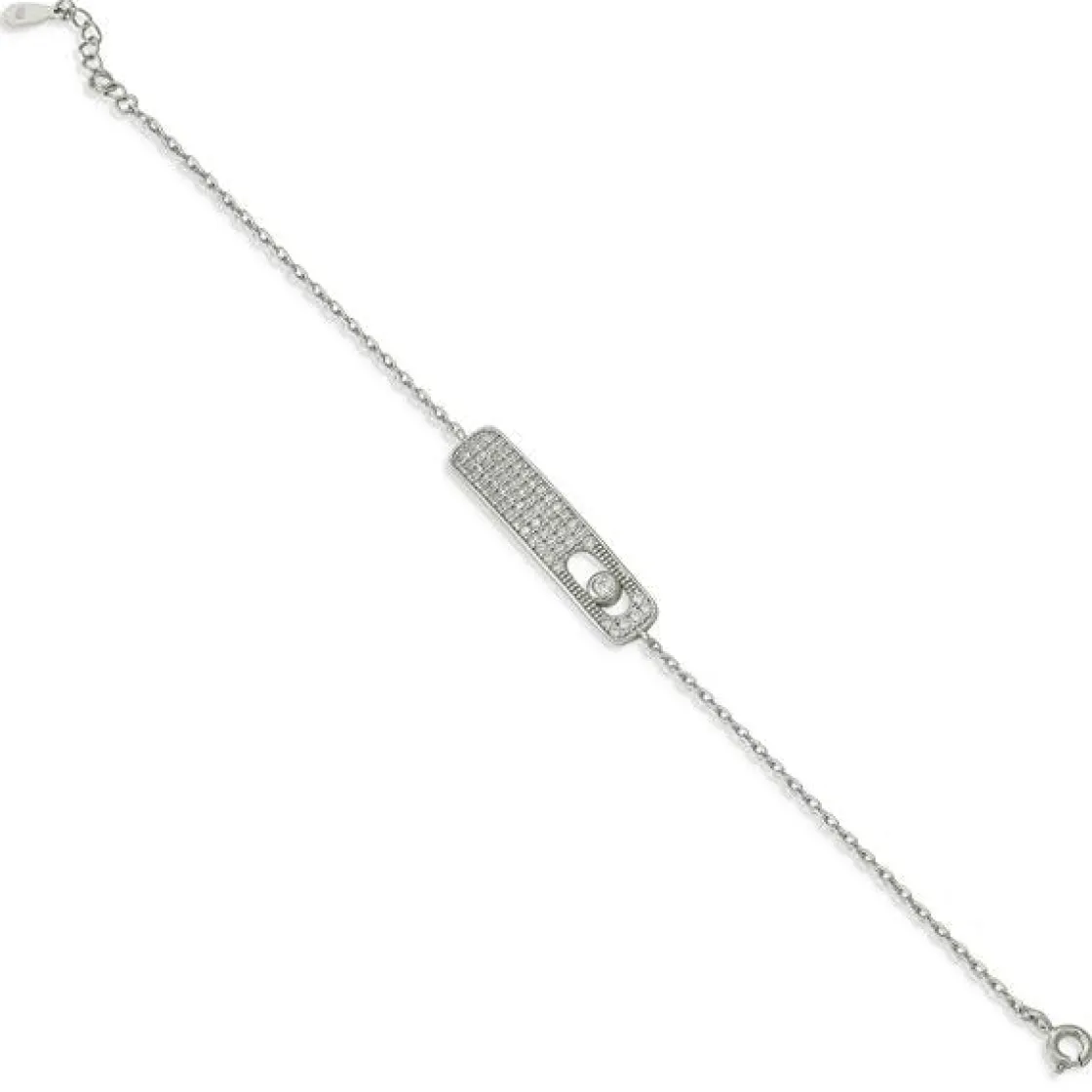 Pulseras Brillantes | LINEARGENT Pulseras finas de plata con rectángulo de circonita