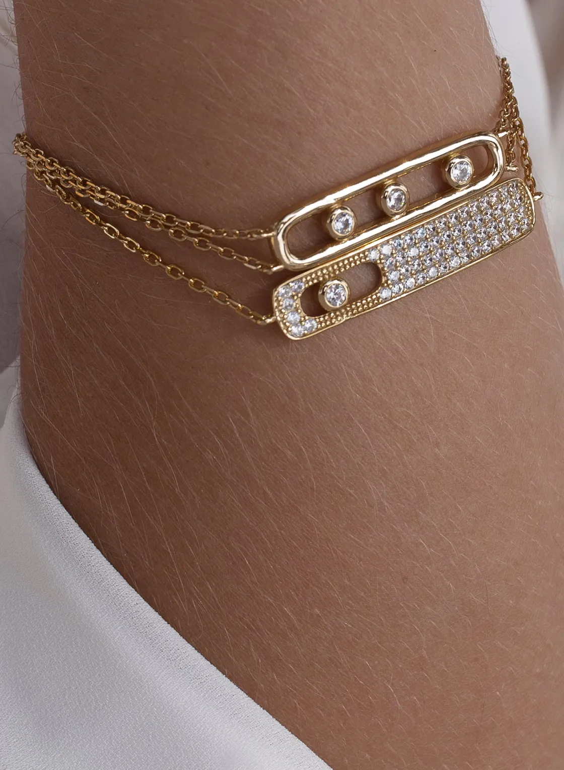 Pulseras Brillantes | LINEARGENT Pulseras finas de plata con rectángulo de circonita