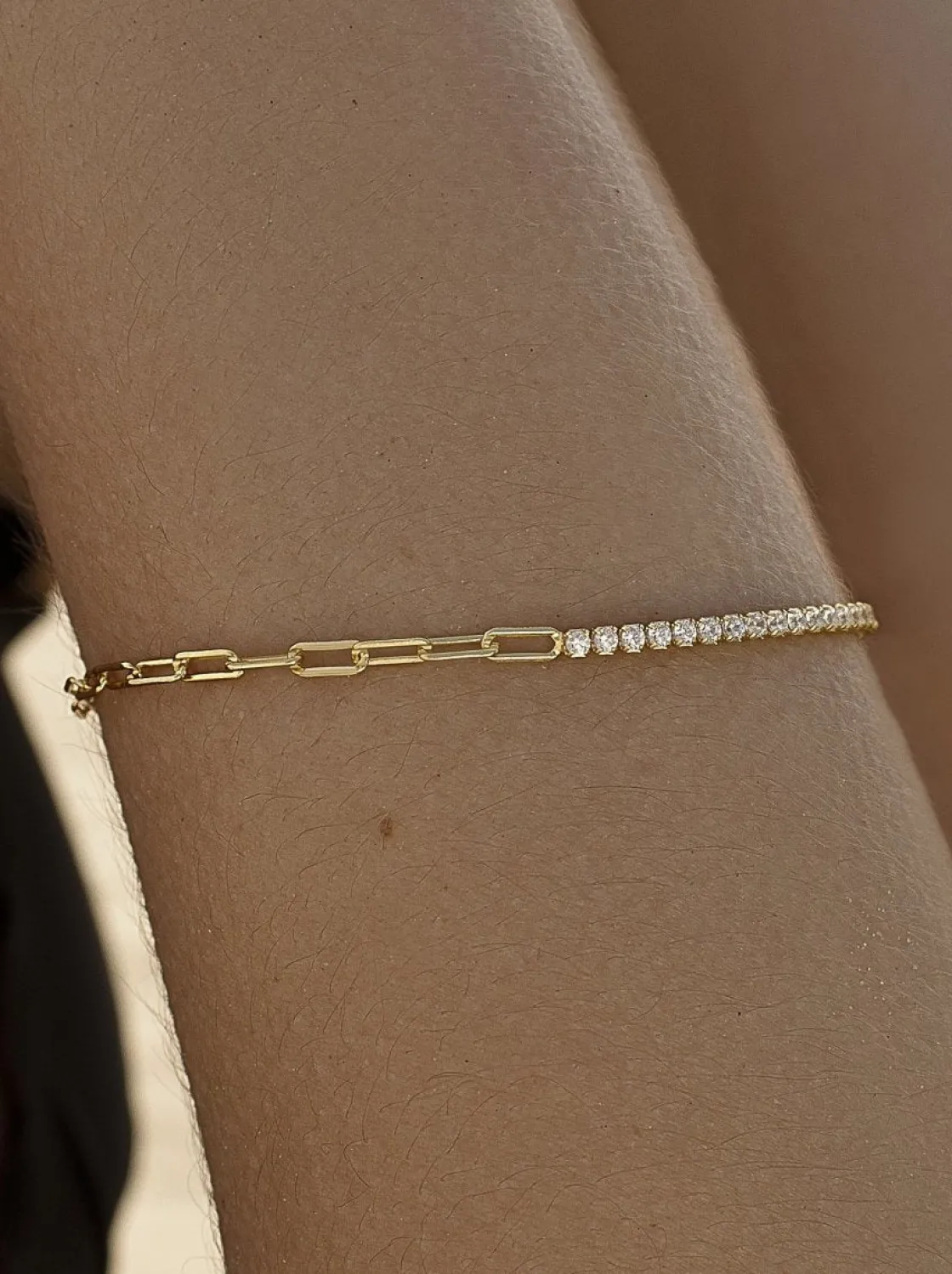 Pulseras Brillantes | Pulseras Finas | LINEARGENT Pulseras finas de plata diseño de paper clip y riviere