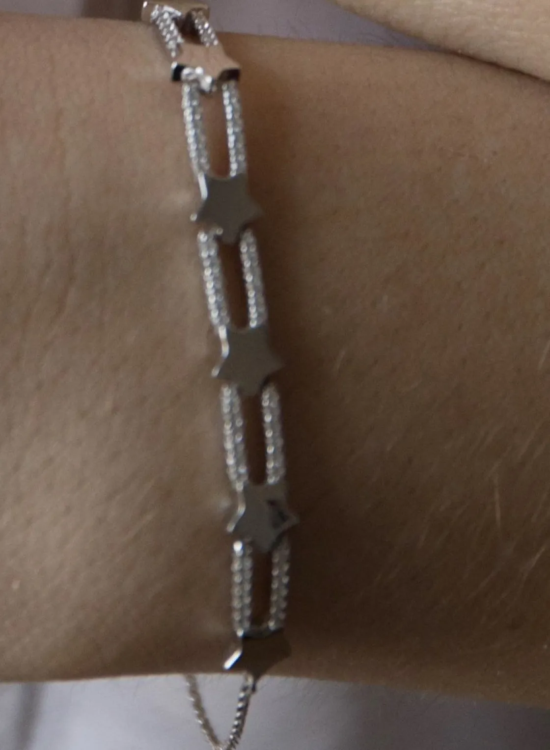 Pulseras Finas | LINEARGENT Pulseras finas de plata diseño dos raíles con estrella