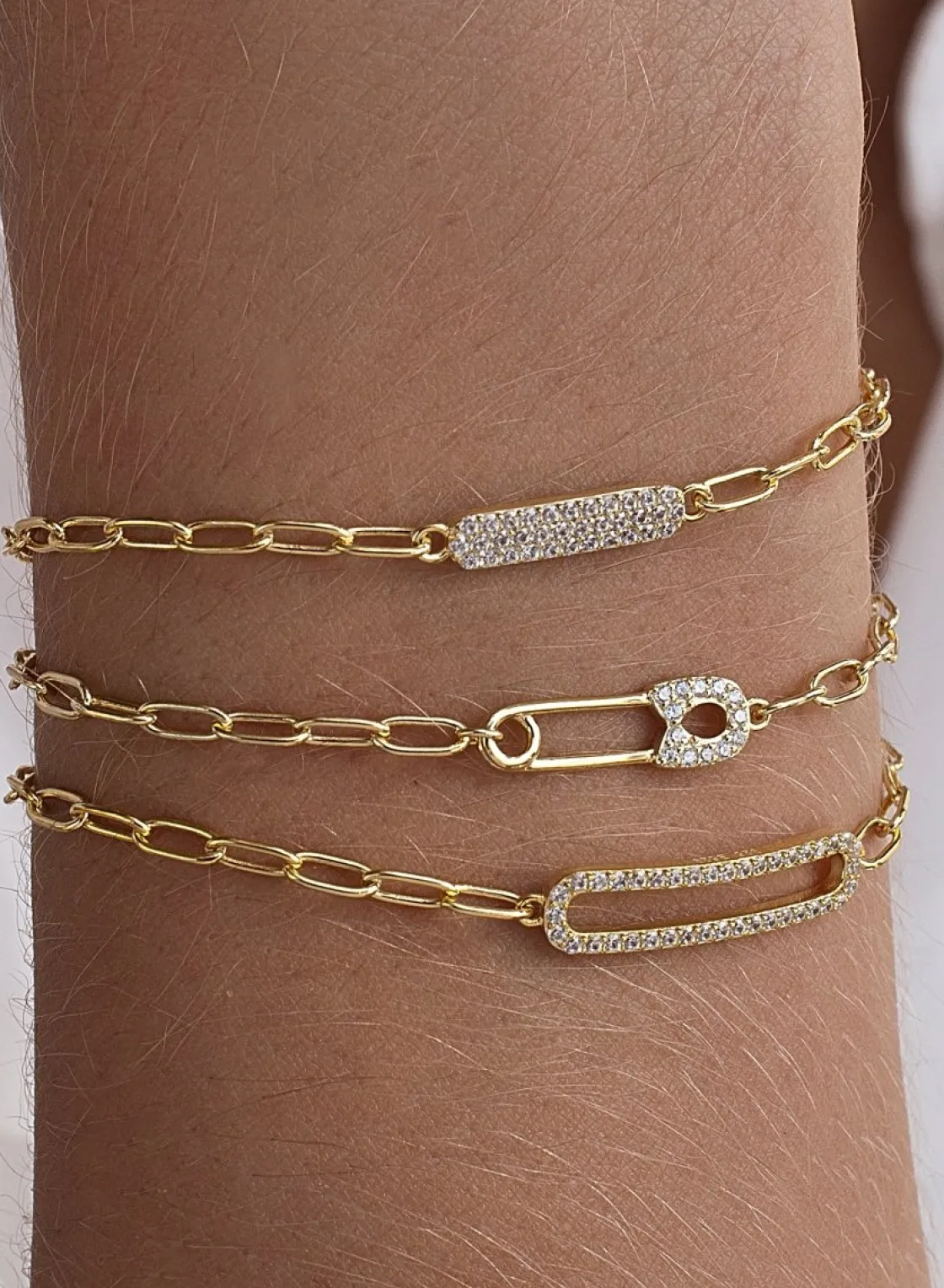 Pulsera Eslabones Plata | LINEARGENT Pulseras finas de plata diseño placa con circonitas