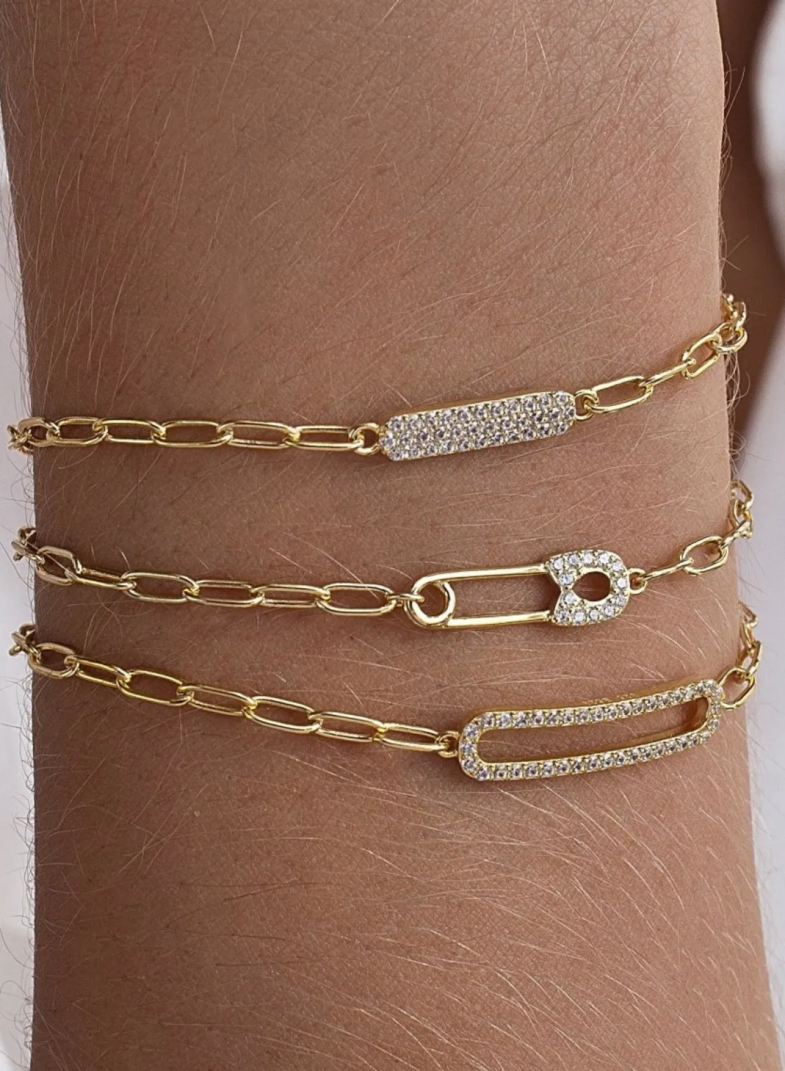 Pulsera Eslabones Plata | LINEARGENT Pulseras finas de plata en dorado diseño impredible