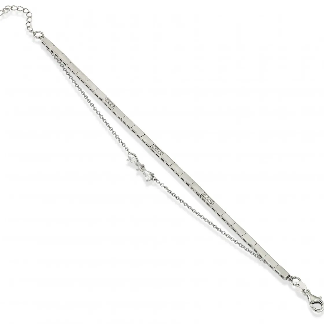 Pulseras Brillantes | Pulseras Finas | LINEARGENT Pulseras finas en plata diseño doble circonita