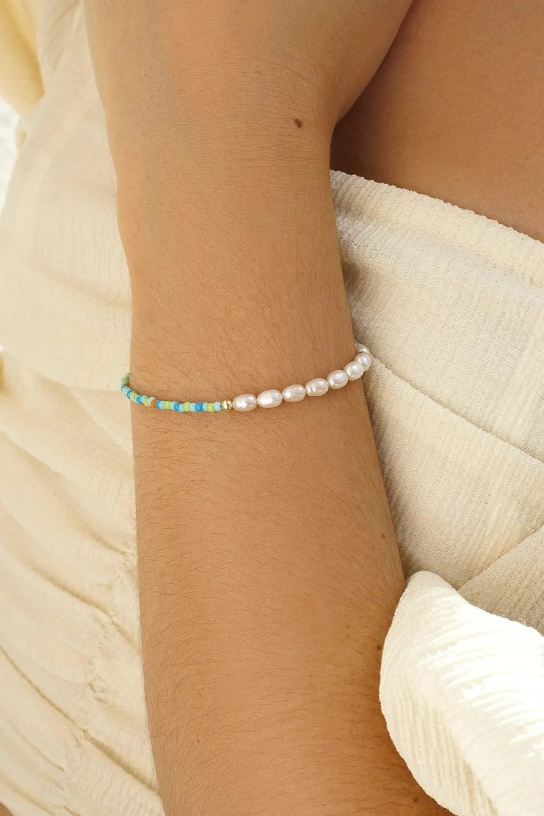 Pulsera De Bolas | Pulseras Perlas | LINEARGENT Pulseras perlas con bolas de colores diseño dividido
