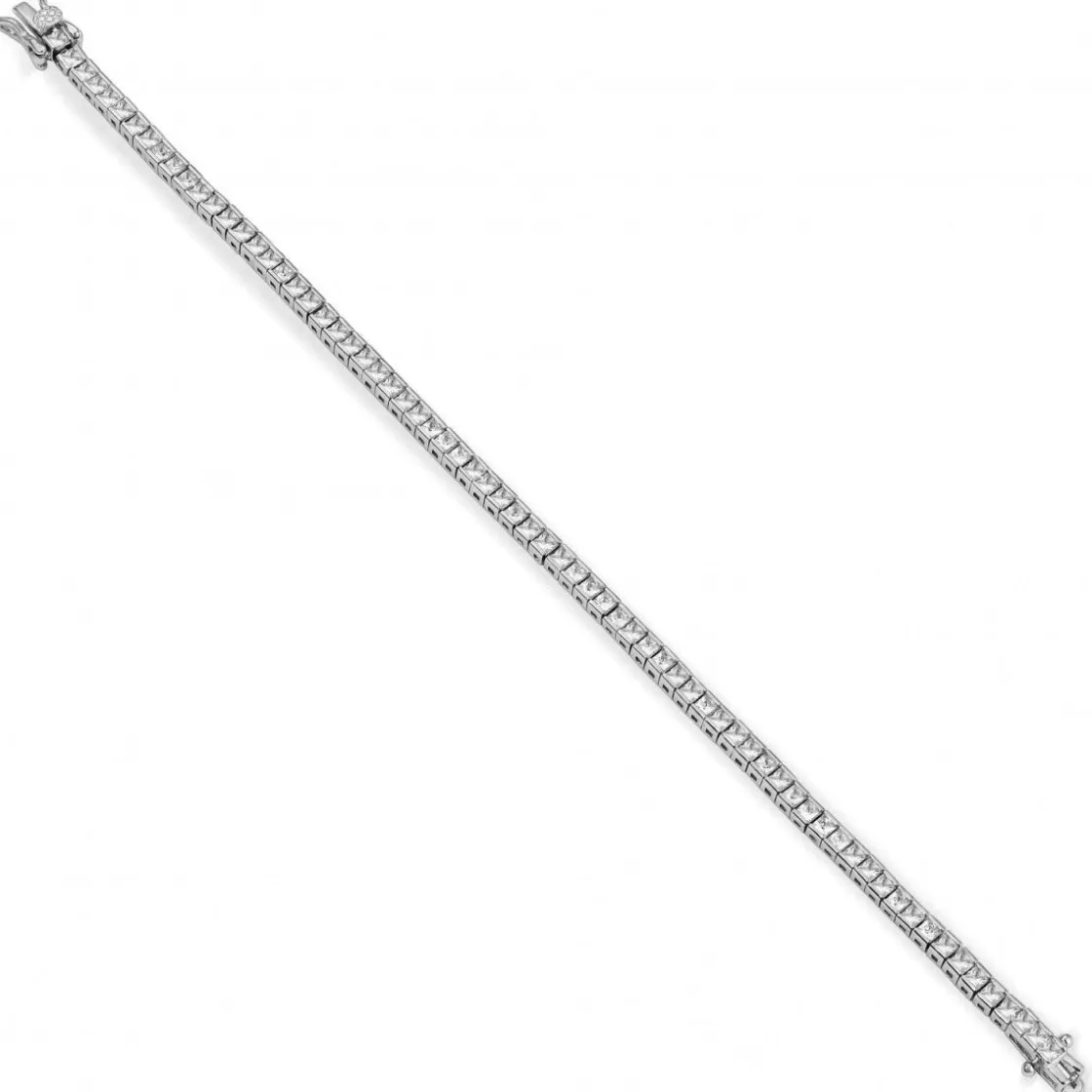Pulseras Brillantes | Pulsera Riviere | LINEARGENT Pulseras riviere de plata circonitas blancas brillantes