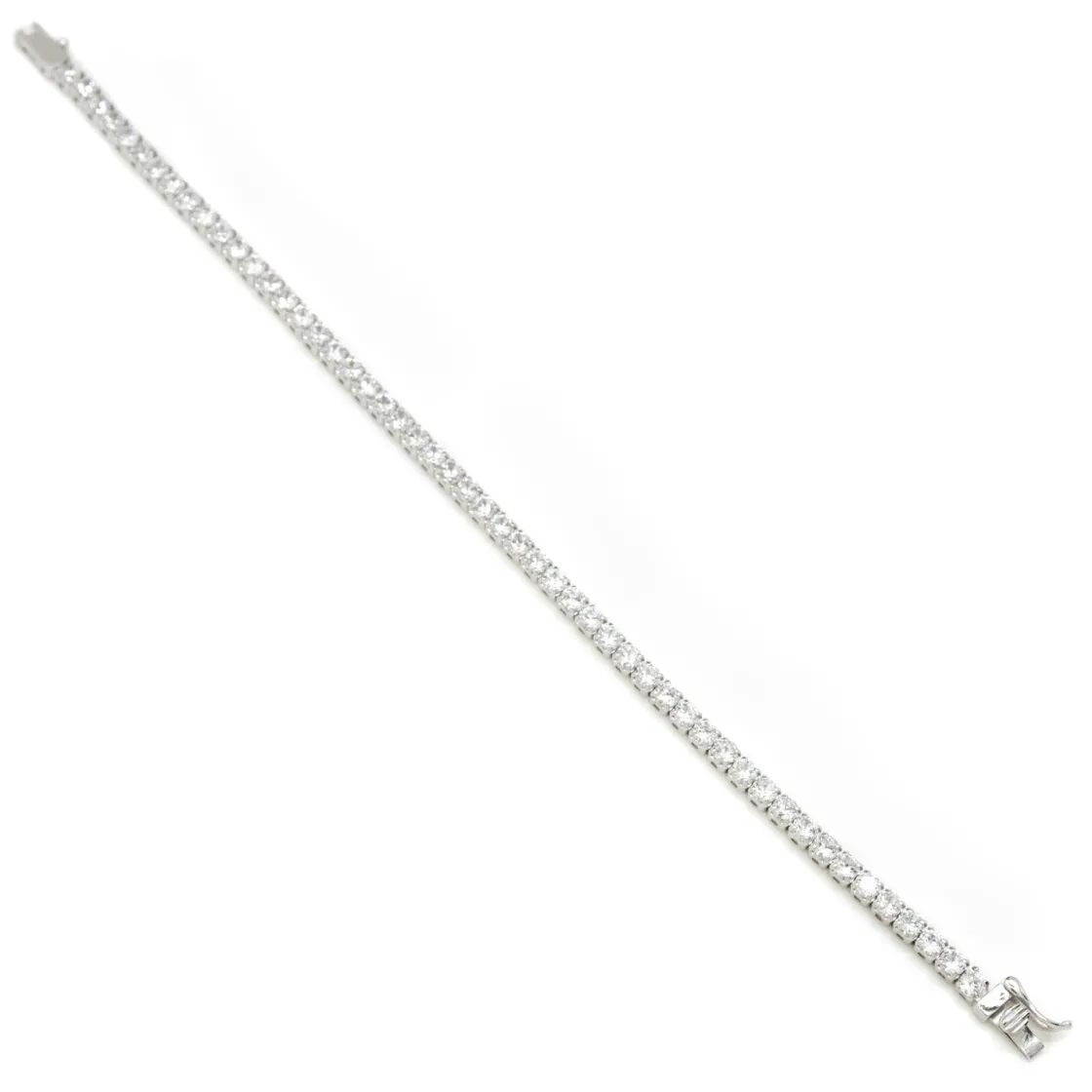 Pulseras Brillantes | Pulsera Riviere | LINEARGENT Pulseras riviere de plata con circonita talla radiante