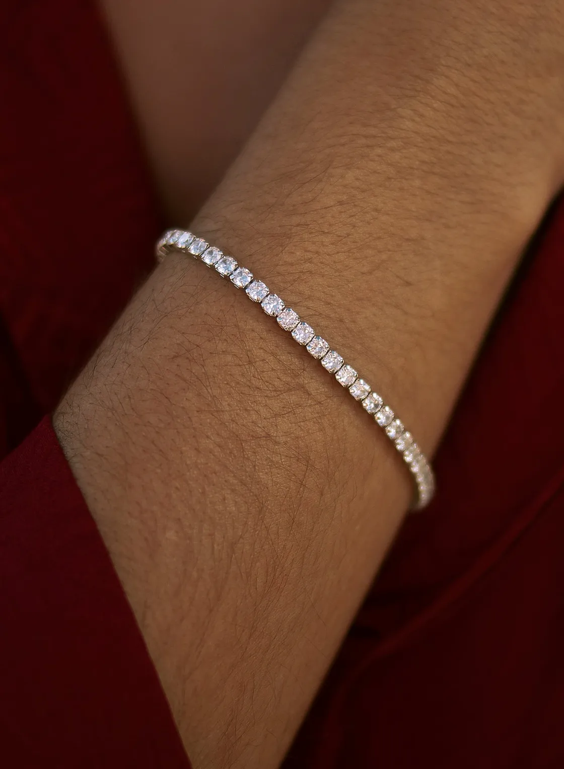 Pulseras Brillantes | Pulsera Riviere | LINEARGENT Pulseras riviere de plata con circonita talla radiante